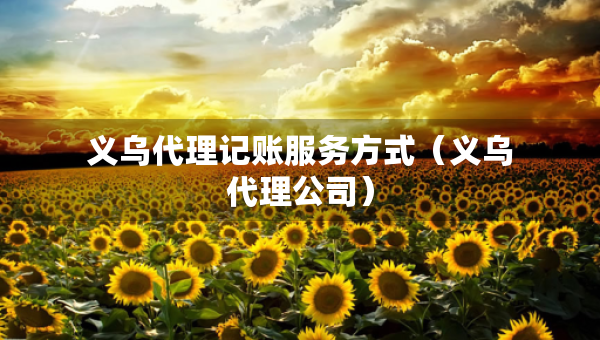 義烏代理記賬服務(wù)方式（義烏代理公司）