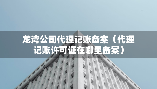 龍灣公司代理記賬備案（代理記賬許可證在哪里備案）