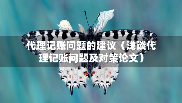 代理記賬問題的建議（淺談代理記賬問題及對策論文）