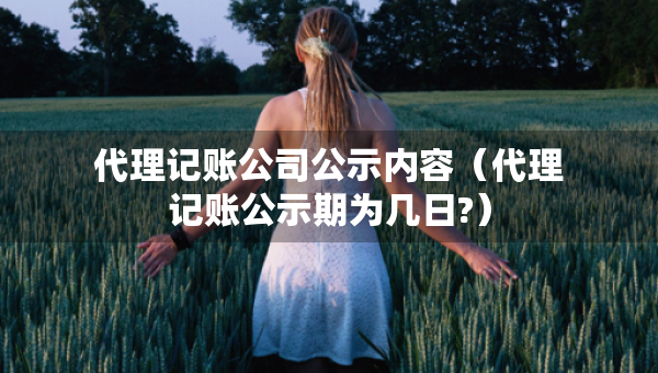 代理記賬公司公示內(nèi)容（代理記賬公示期為幾日?）