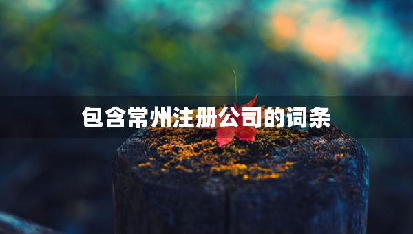 包含常州注冊(cè)公司的詞條