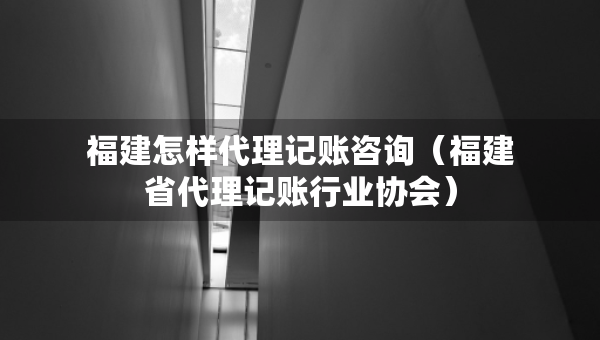 福建怎樣代理記賬咨詢（福建省代理記賬行業(yè)協(xié)會(huì)）