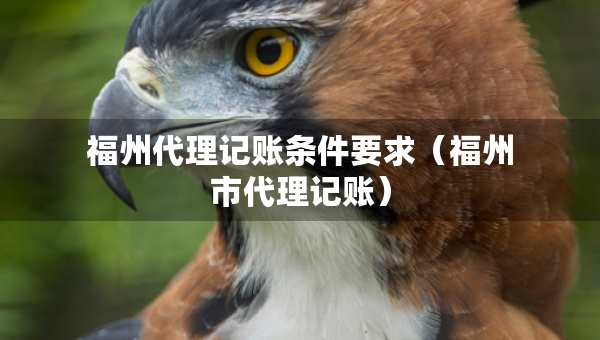福州代理記賬條件要求（福州市代理記賬）