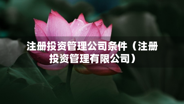 注冊投資管理公司條件（注冊投資管理有限公司）