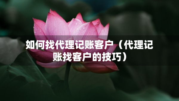 如何找代理記賬客戶（代理記賬找客戶的技巧）