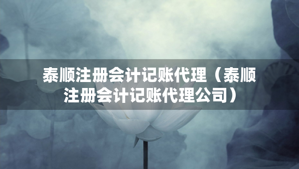 泰順注冊會計記賬代理（泰順注冊會計記賬代理公司）