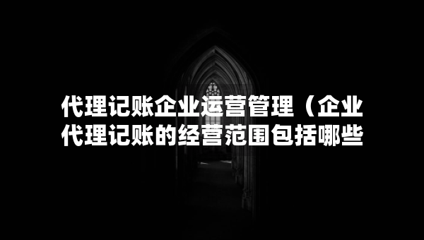 代理記賬企業(yè)運營管理（企業(yè)代理記賬的經(jīng)營范圍包括哪些）
