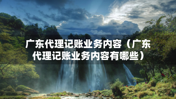 廣東代理記賬業(yè)務內(nèi)容（廣東代理記賬業(yè)務內(nèi)容有哪些）