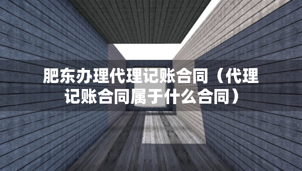 肥東辦理代理記賬合同（代理記賬合同屬于什么合同）
