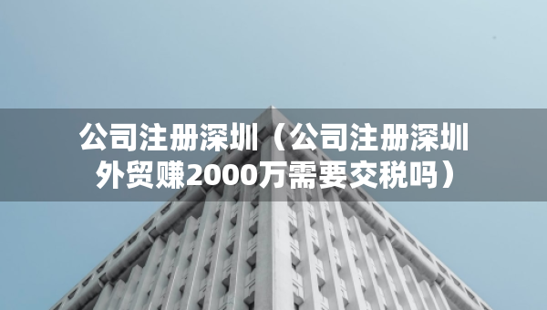公司注冊深圳（公司注冊深圳外貿賺2000萬需要交稅嗎）
