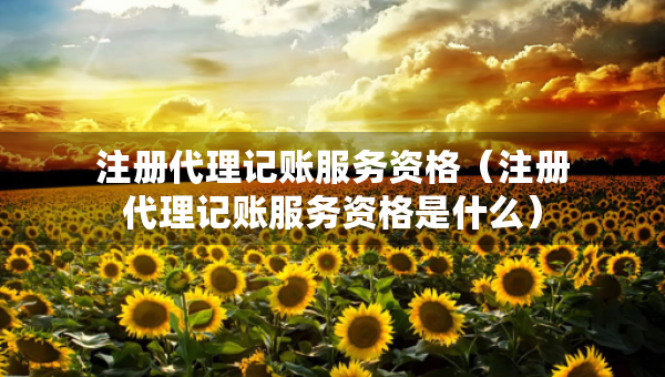 注冊代理記賬服務(wù)資格（注冊代理記賬服務(wù)資格是什么）