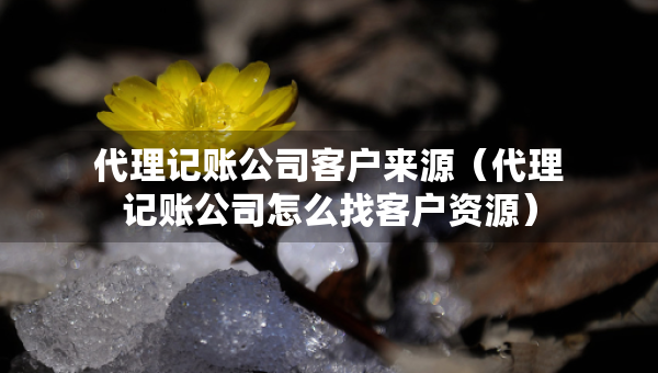 代理記賬公司客戶來源（代理記賬公司怎么找客戶資源）