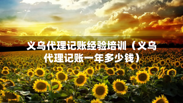 義烏代理記賬經驗培訓（義烏代理記賬一年多少錢）