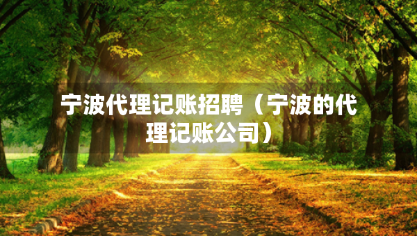 寧波代理記賬招聘（寧波的代理記賬公司）