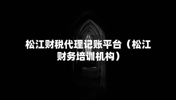 松江財稅代理記賬平臺（松江財務(wù)培訓(xùn)機構(gòu)）