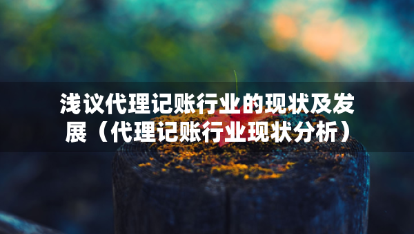 淺議代理記賬行業(yè)的現(xiàn)狀及發(fā)展（代理記賬行業(yè)現(xiàn)狀分析）