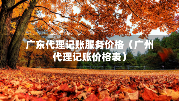廣東代理記賬服務價格（廣州代理記賬價格表）