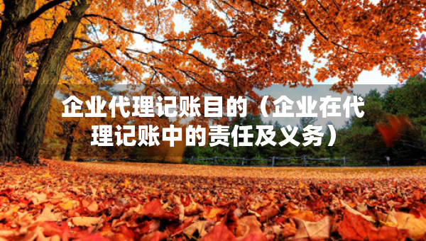 企業(yè)代理記賬目的（企業(yè)在代理記賬中的責(zé)任及義務(wù)）