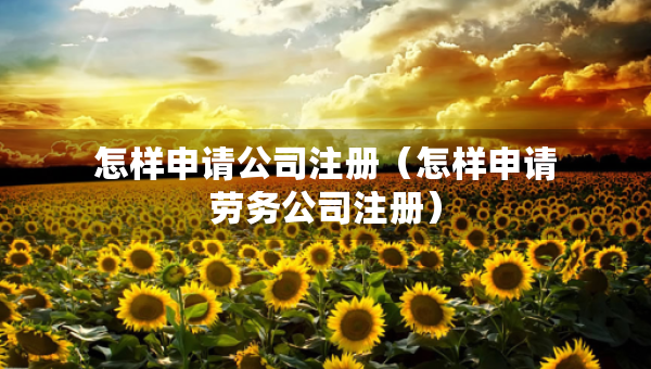 怎樣申請公司注冊（怎樣申請勞務公司注冊）