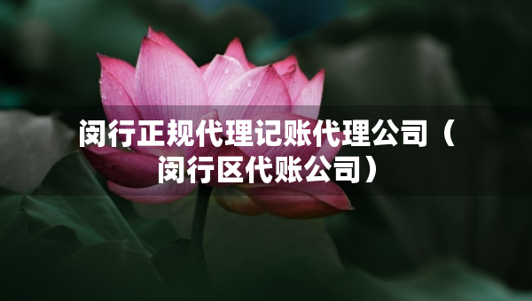 閔行正規(guī)代理記賬代理公司（閔行區(qū)代賬公司）