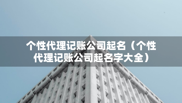 個性代理記賬公司起名（個性代理記賬公司起名字大全）