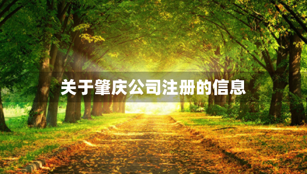 關(guān)于肇慶公司注冊的信息