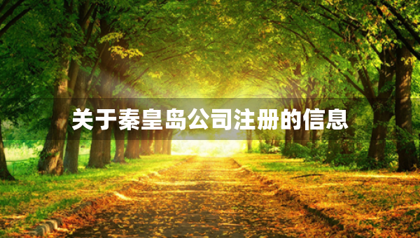 關(guān)于秦皇島公司注冊的信息