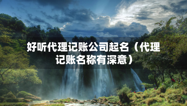好聽(tīng)代理記賬公司起名（代理記賬名稱(chēng)有深意）