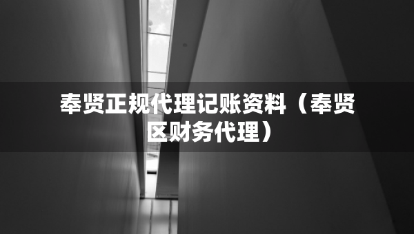 奉賢正規(guī)代理記賬資料（奉賢區(qū)財務(wù)代理）