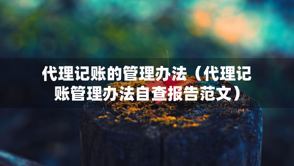 代理記賬的管理辦法（代理記賬管理辦法自查報(bào)告范文）