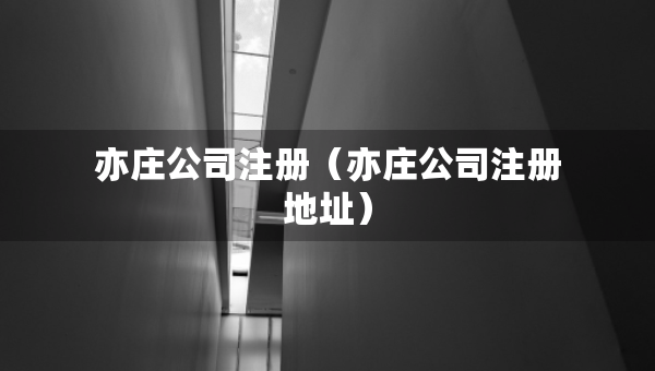 亦莊公司注冊（亦莊公司注冊地址）