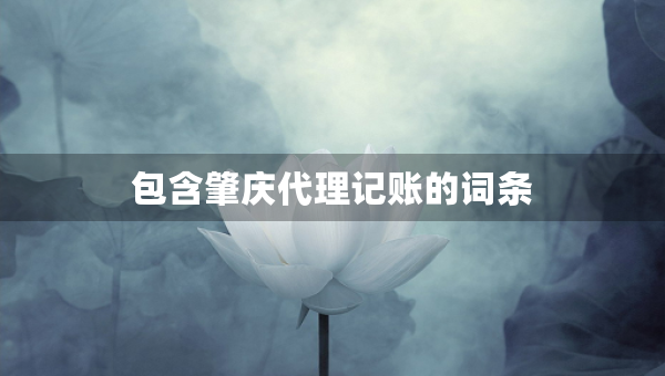 包含肇慶代理記賬的詞條