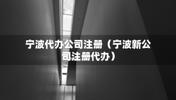 寧波代辦公司注冊（寧波新公司注冊代辦）