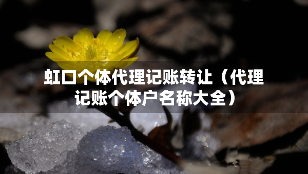 虹口個體代理記賬轉(zhuǎn)讓（代理記賬個體戶名稱大全）