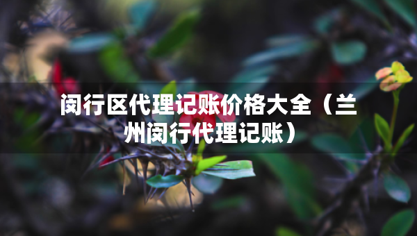 閔行區(qū)代理記賬價(jià)格大全（蘭州閔行代理記賬）