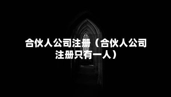 合伙人公司注冊（合伙人公司注冊只有一人）