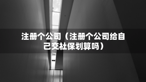 注冊個公司（注冊個公司給自己交社保劃算嗎）