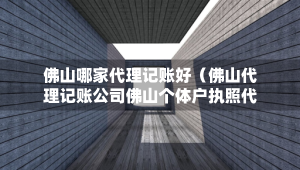 佛山哪家代理記賬好（佛山代理記賬公司佛山個體戶執(zhí)照代辦）