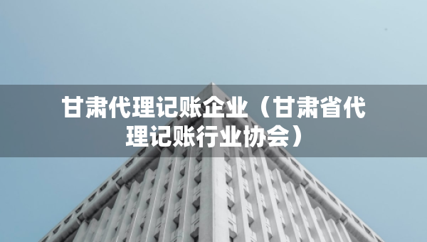 甘肅代理記賬企業(yè)（甘肅省代理記賬行業(yè)協(xié)會(huì)）