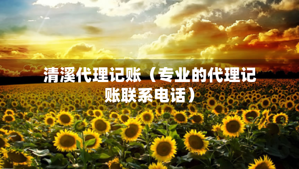 清溪代理記賬（專業(yè)的代理記賬聯(lián)系電話）